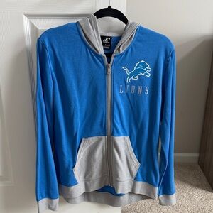 DETROIT LIONS Athletic Blue and Gray Hoodie